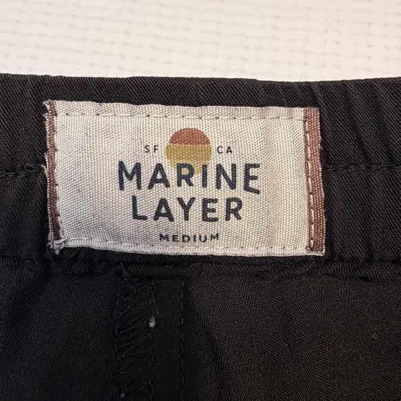 Marine Layer Jogger Pants Mens Medium Black Elastic Waist Tapered Casual Pull On - Picture 7 of 9